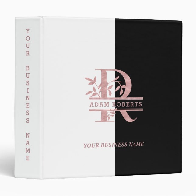 Classeur Rose Gold Split Custom Monogramme R Q S T U (Devant/Côté)