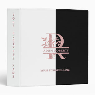 Classeur Rose Gold Split Monogramme Personnalisé R Q S T U