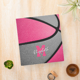 Classeur rose gris monogrammed filles basketball