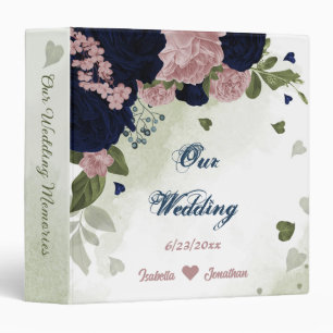 Classeur rose marine fleurs verdure mariage album photo