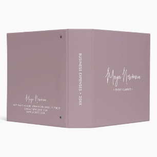 Classeur ROSE MAUVE Monogramme Féminin Minimaliste Moderne