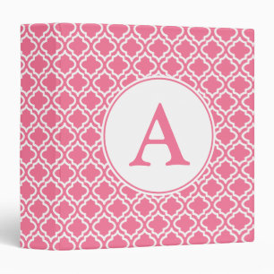 Classeur rose monogramme