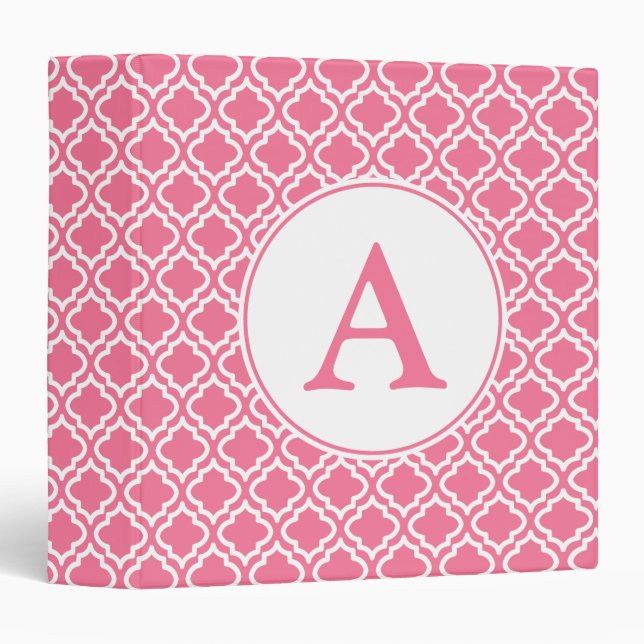 Classeur rose monogramme (Devant/Côté)