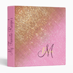 Classeur Rose Monogramme de Parties scintillant d'or pour f