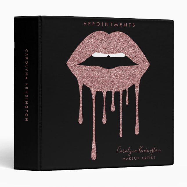 Classeur Rose noir  Gold Lèvres Parties scintillant Rendez- (Devant/Côté)