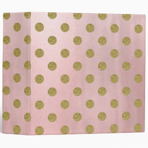 Classeur Rose Pâle Doré Pailleté Glamour Points Cute