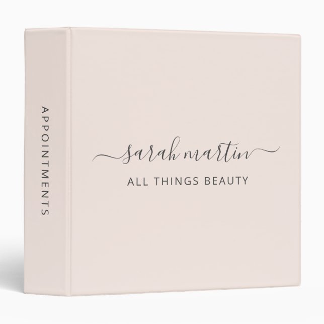 Classeur Rose Pâle Élégant Entreprise (Devant/Côté)