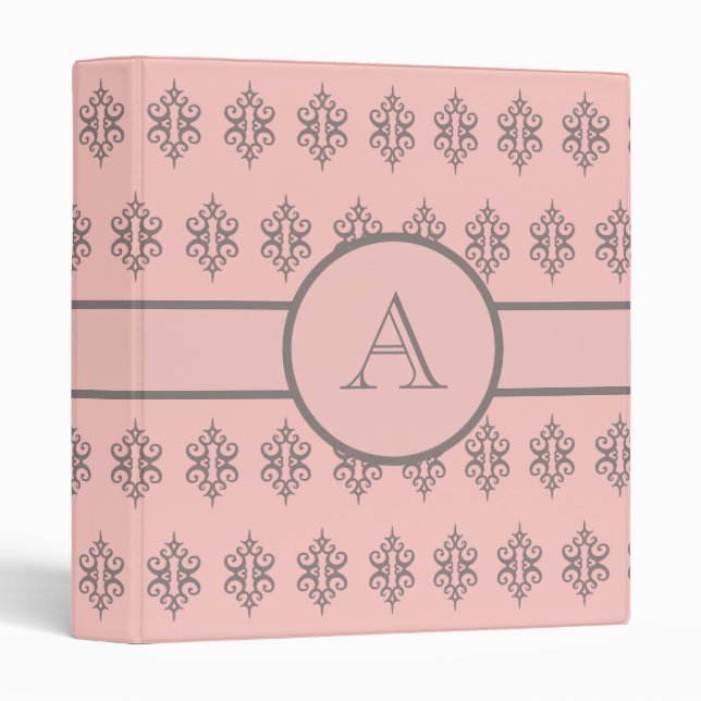 Classeur rose pâle monogramme (Devant/Côté)
