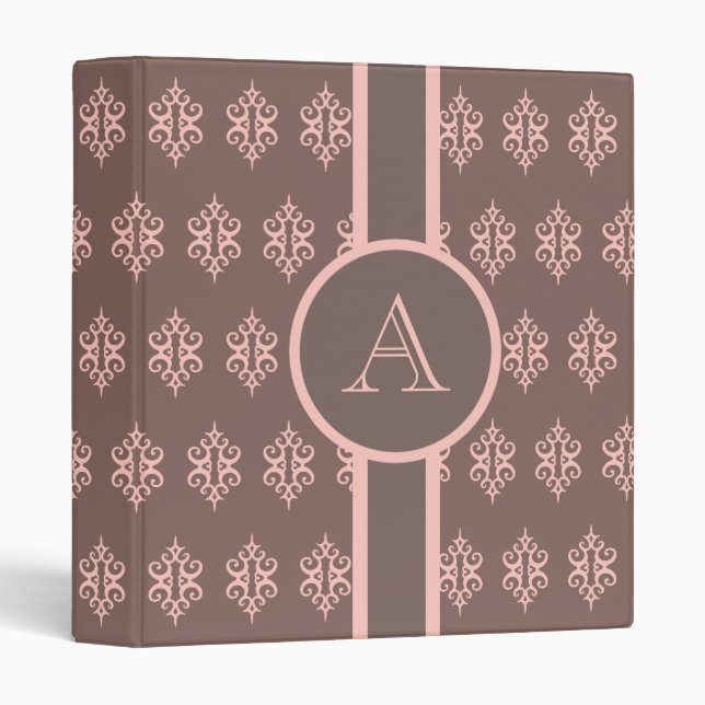 Classeur rose pastel monogramme (Devant/Côté)