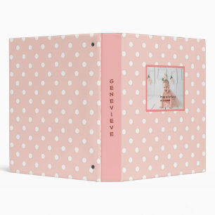 Classeur Rose personnalisé avec Pois blancs