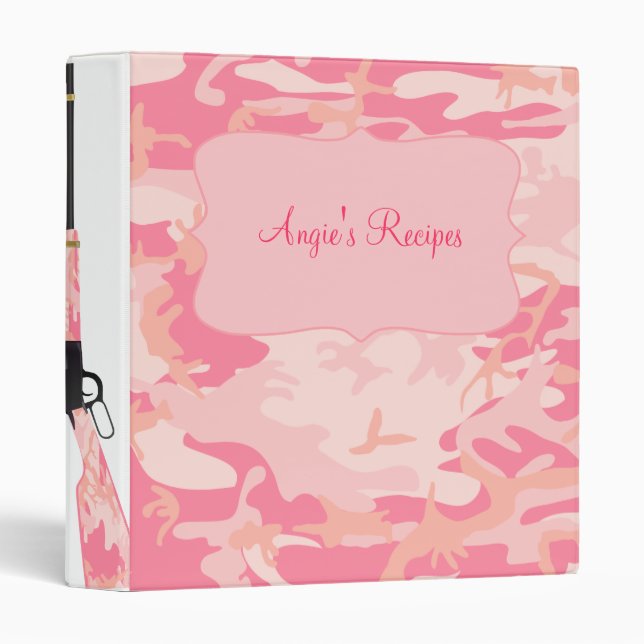 Classeur rose personnalisé de recette de fusil de (Devant/Côté)