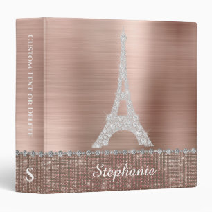 Classeur Rose personnalisée Gold Diamond Sparkle Paris