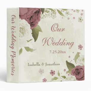 Classeur rose poussiéreux fleurs blanches mariage album pho