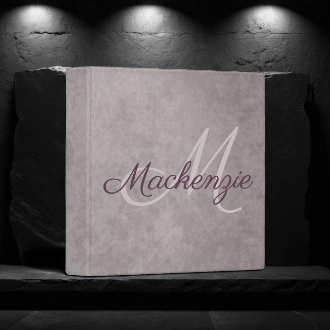 Classeur Rose Quartz Mat | Rose Mauve Poussiéreux Monogramm (Créateur téléchargé)