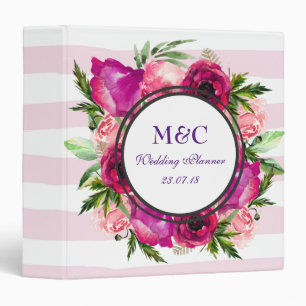 Classeur Rose rose et Wedding planner de bouquet de fleurs 