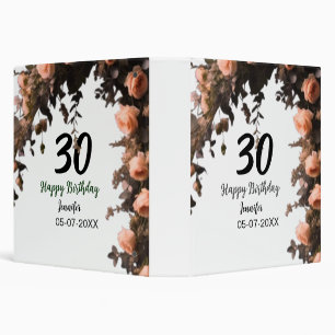 Classeur Rose rose fleur vintage moderne 30e anniversaire