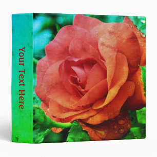 Classeur Rose rouge avec fleurs d'art personnalisées goutte