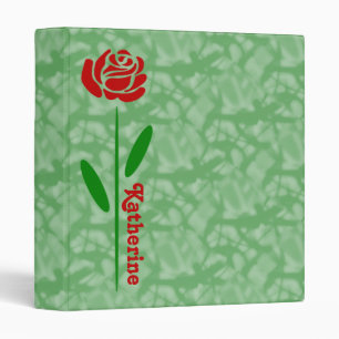 Classeur Rose rouge unique Tige verte Feuilles Personnalise