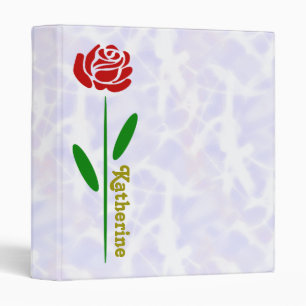 Classeur Rose rouge unique Tige verte Feuilles Personnalise