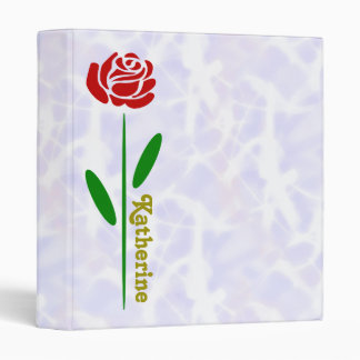 Classeur Rose rouge unique Tige verte Feuilles Personnalise