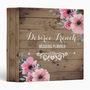 Classeur Rose rustique de wedding planner de Barnwood