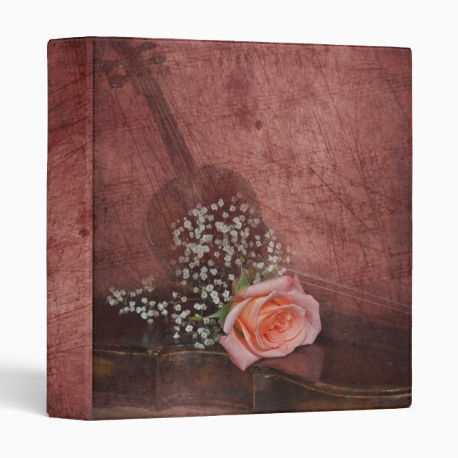 Classeur Rose sur Violon Vintage (Devant/Côté)