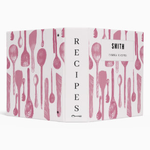 Classeur Rose vintage Ustensiles Famille Recettes de livre