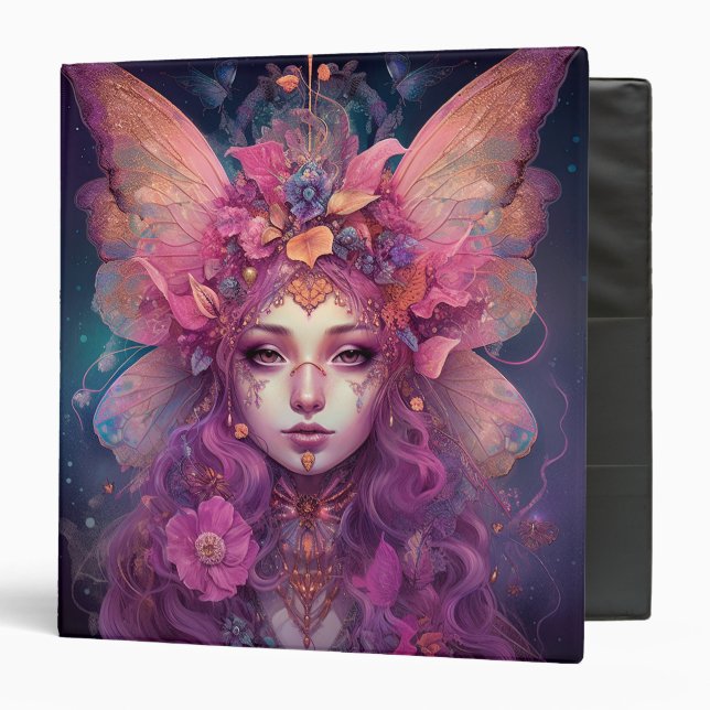 Classeur Rose violet Fairy Queen Imaginaire Art (Devant/Intérieur)