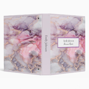 Classeur rose, violet, marbre doré