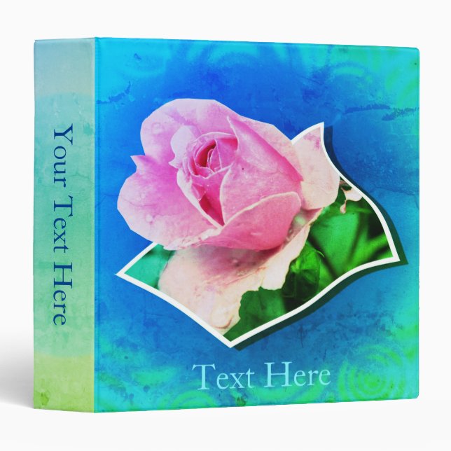 Classeur Rosebud rose Art personnalisé (Devant/Côté)