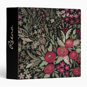 Classeur Roses d'aquarelle sur un arrière - plan noir, aqua
