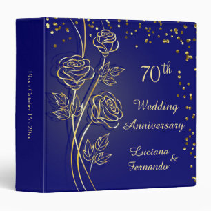Classeur Roses d'or, confettis sur l'anniversaire de bleu