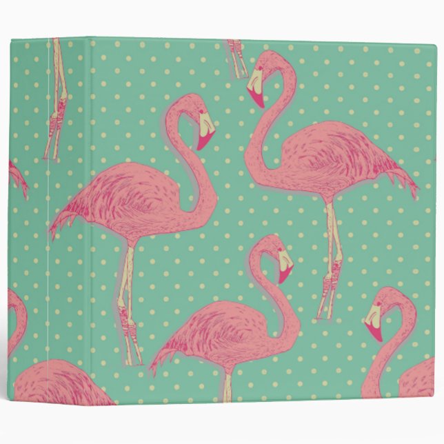 Classeur Roses indien, flamant, point de polka, sarcelle (Devant/Côté)
