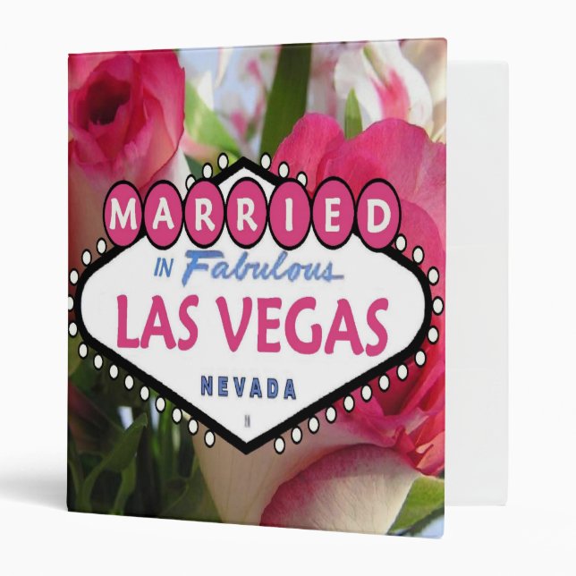 Classeur Roses roses blanches mariées à Las Vegas Mariage (Devant/intérieur)