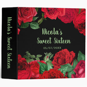 Classeur Roses Rouges Élégantes Fleurs Sweet Sixteen