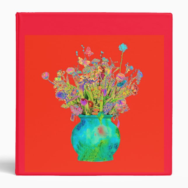 Classeur rouge avec Fleurs sauvages à Aqua Vase (Devant)