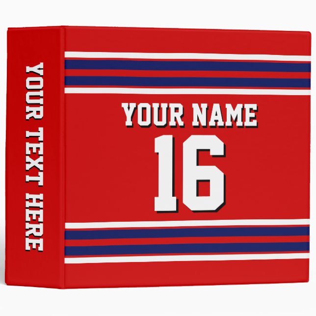 Classeur Rouge avec Marine White Stripes Team Jersey (Devant/Côté)