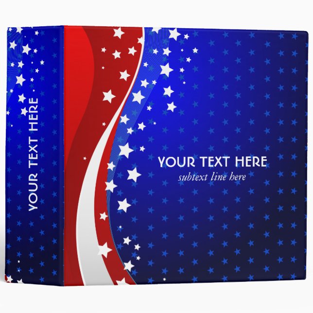 Classeur Rouge Blanc & Bleu - États-Unis Drapeau Étoiles Et (Devant/Côté)
