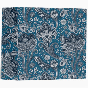 Classeur Rouge Blanc & Bleu Floral Paisley Bohème Boho