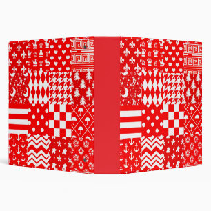 Classeur Rouge blanc Mixte Motif Patchwork Design
