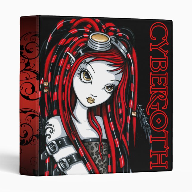 Classeur rouge "cramoisi" d'ange de Cybergoth de (Devant/Côté)
