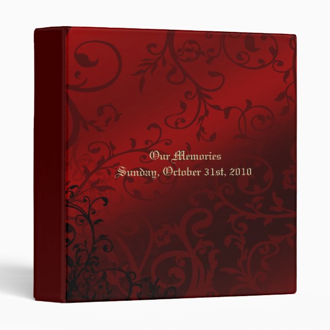 Classeur Rouge Damask Gothique Mariage Album photo (Devant/Côté)