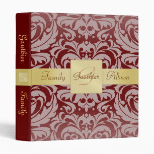 Classeur rouge de famille de ruban d'or de damass