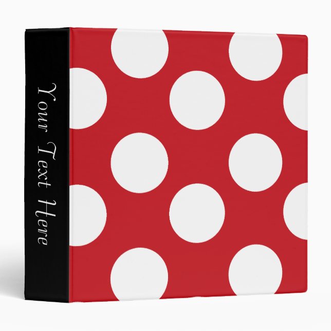 Classeur rouge et blanc du point de polka 3-Ring (Devant/Côté)