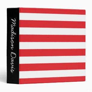 Classeur Rouge et blanc Grilles Noir Personnalisé