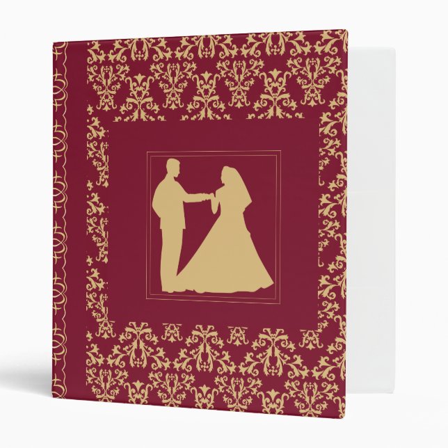 Classeur Rouge et dossier de mariage d'or (Devant/intérieur)