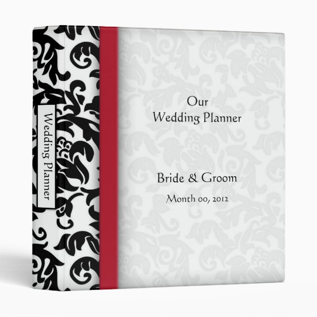 Classeur rouge et noir de planificateur de mariage (Devant/Côté)