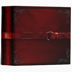 Classeur rouge Faux cuir et ceinture