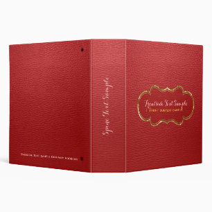 Classeur Rouge Faux cuir look Touché d'or