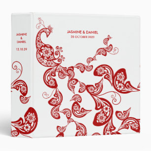 Classeur Rouge Floral Boho Peacock Eastern Chic Mariage asi